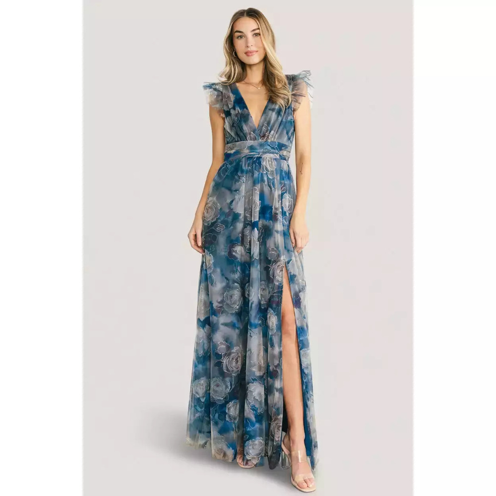 Baltic Born Adelyn Maxi Dress | Blue Floral Size Large